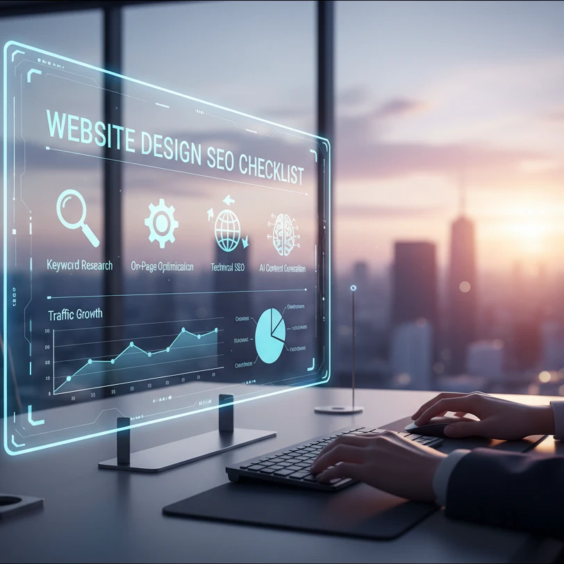Professional illustration for article about AI-Powered Content: Website Design SEO Checklist
