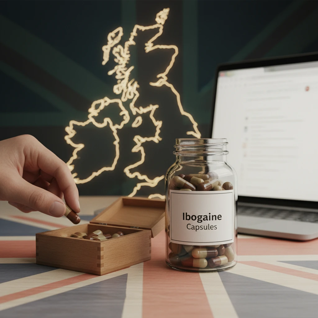 Professional illustration for article about Buy Ibogaine Capsules: UKs Trusted Source