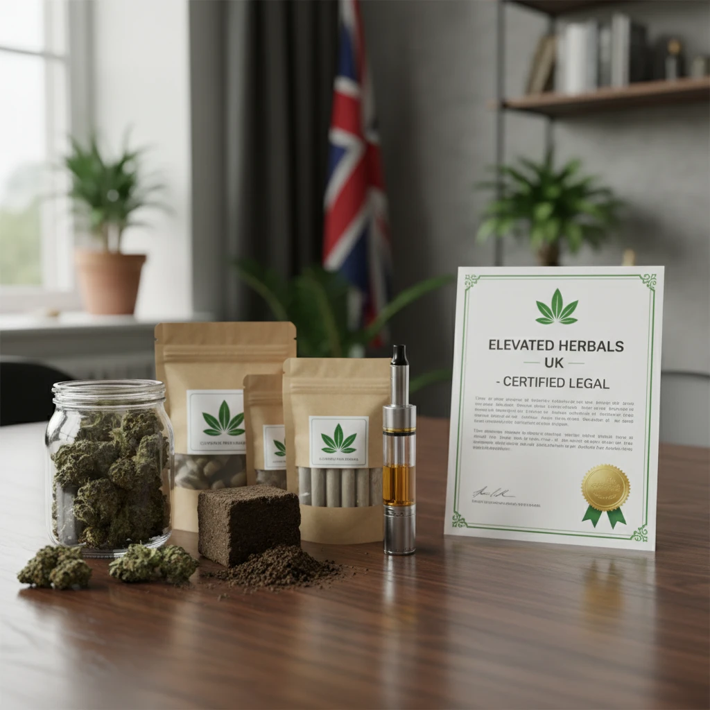 Professional illustration for article about Buy Weed UK: Finding Quality & Legality at Elevated Herbals