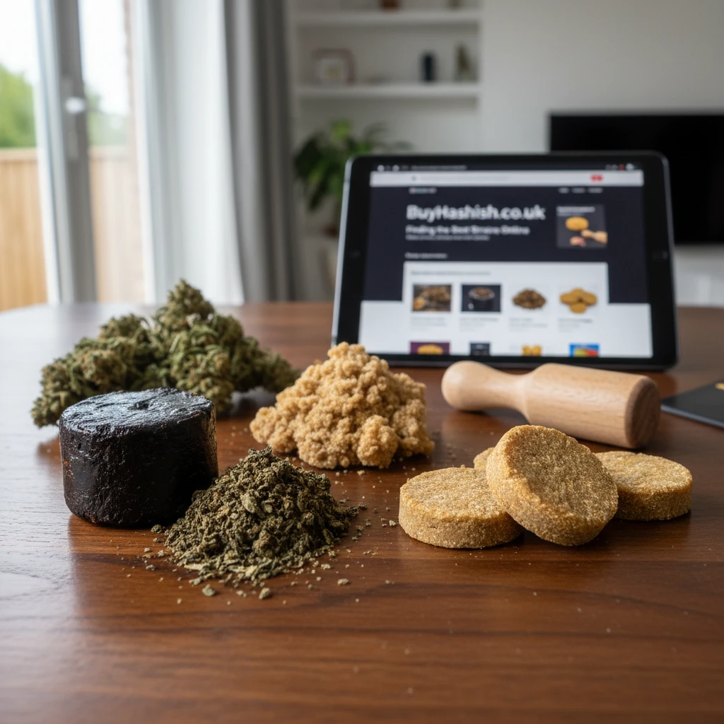 Professional illustration for article about Cannabis Hash UK: Finding the Best Strains Online