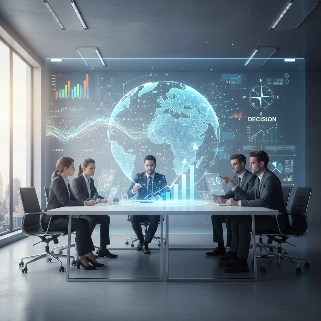 Professional illustration for article about Data-Driven Decisions: A Business Guide