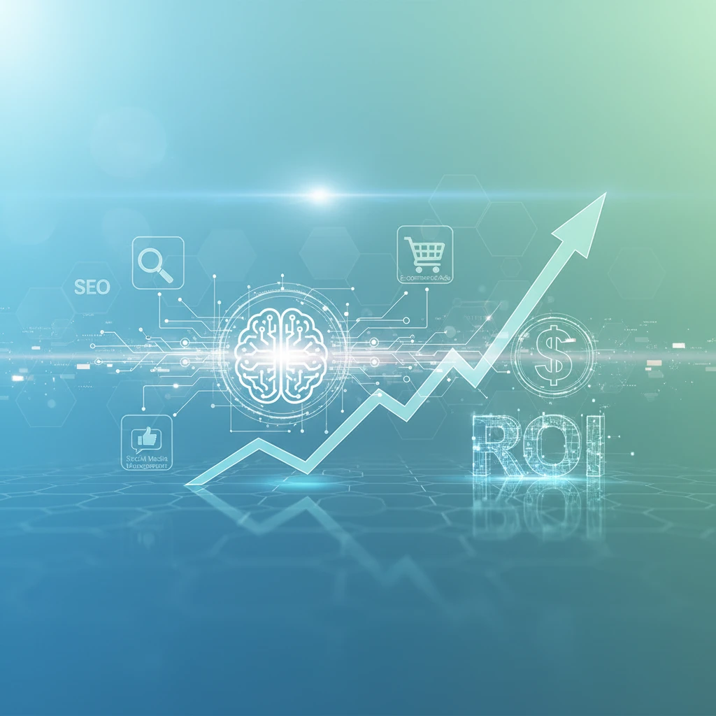 Professional illustration for article about Digital Marketing AI: Driving ROI for Your Business