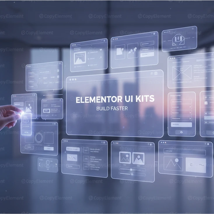 Professional illustration for article about Elementor UI Kits: Build Stunning Websites Faster