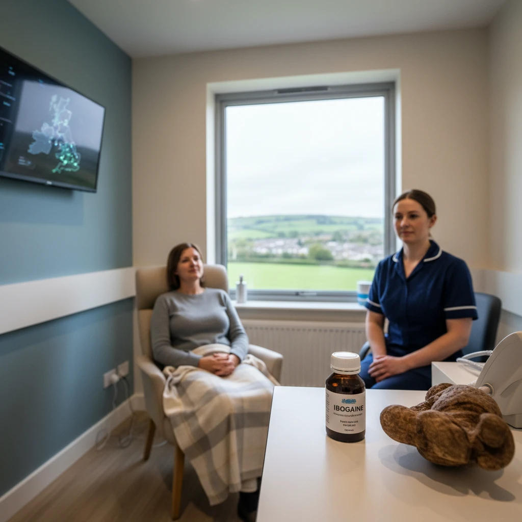 Professional illustration for article about Ibogaine for Addiction Treatment: UK Guide