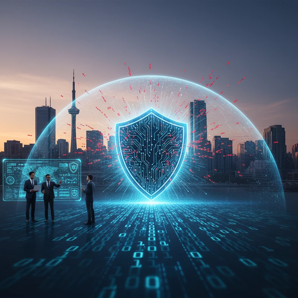 Professional illustration for article about Managed IT: Your Proactive Defense in Mississauga