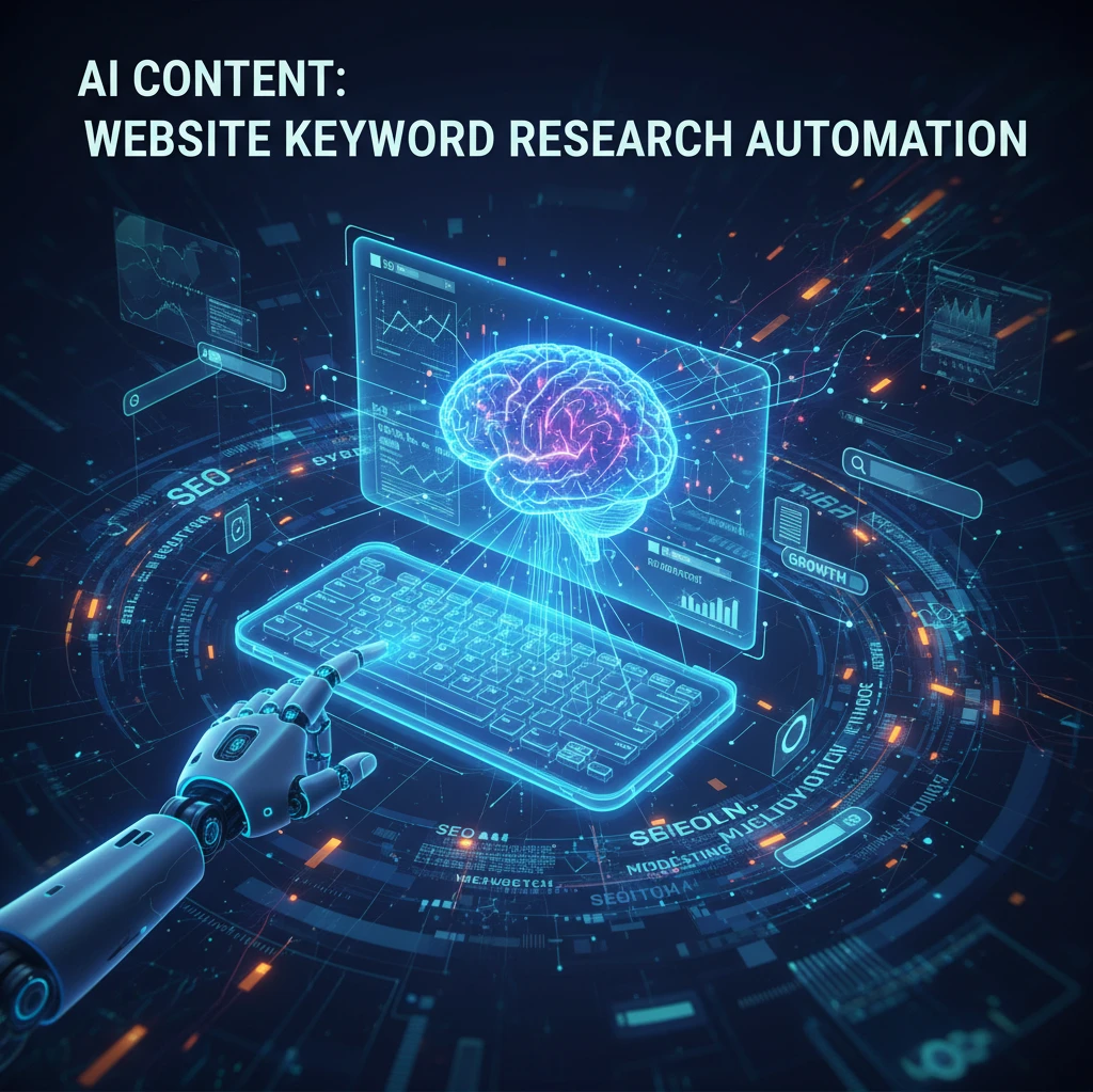 Professional illustration for article about AI Content: Website Keyword Research Automation
