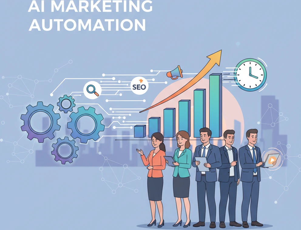 Professional illustration for article about AI Marketing Automation: Free Up Time, Grow Your Business