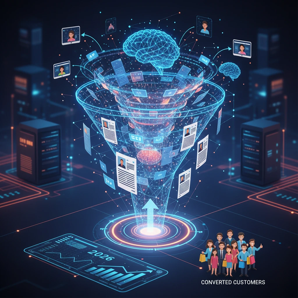 Professional illustration for article about AI-Powered Content: Convert Website Visitors 2026