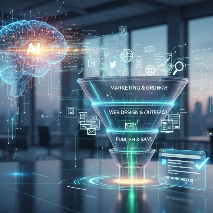 Professional illustration for article about AI-Powered Content: The Web Design Funnel Blueprint