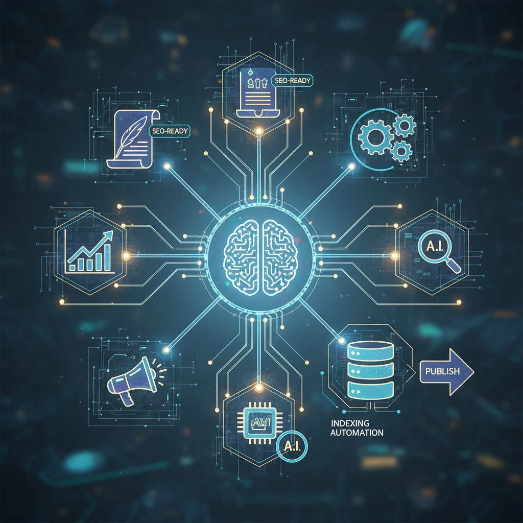 Professional illustration for article about AI-Powered Content: Website Indexing Automation