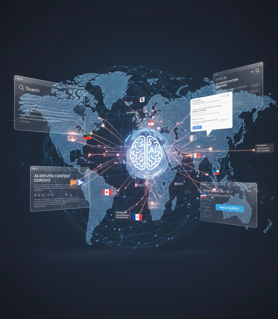 Professional illustration for article about AI-Powered Content: Website Localization for Global SEO