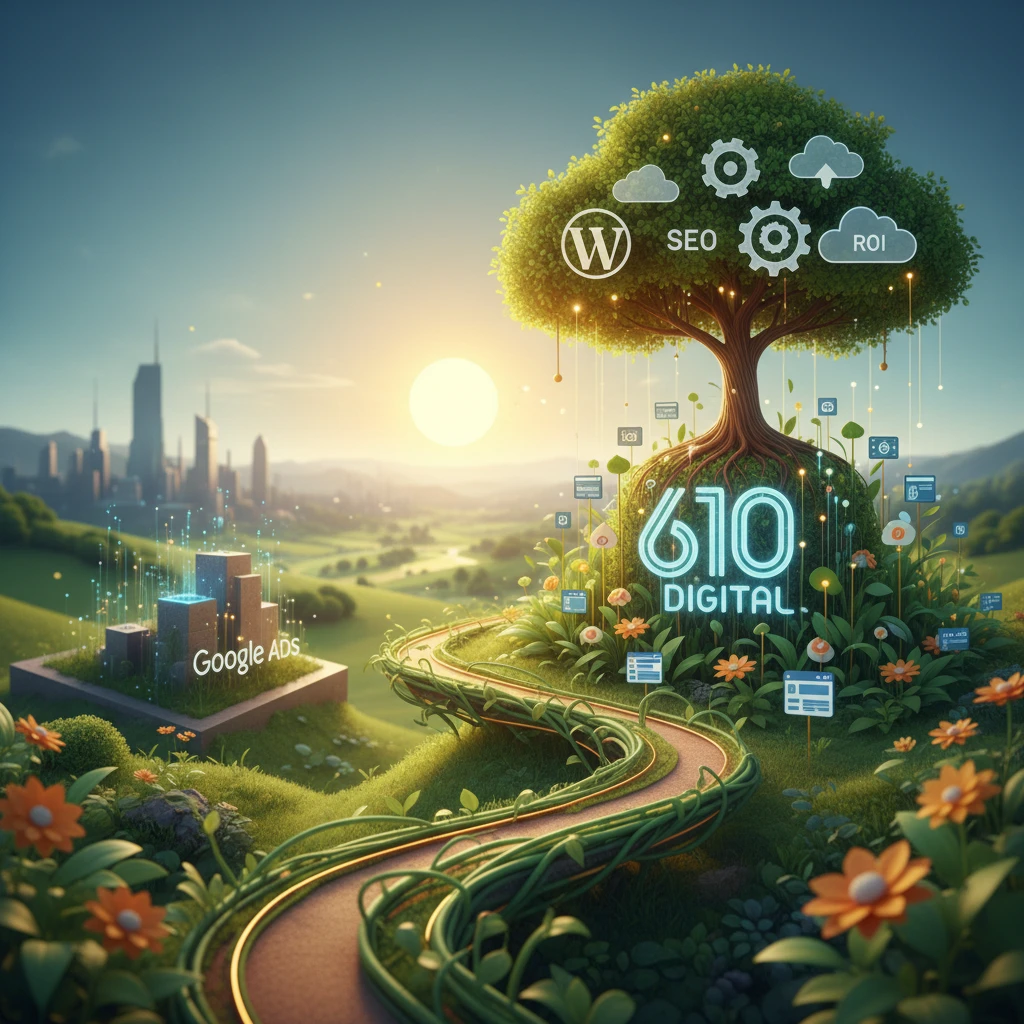 Professional illustration for article about Beyond Google Ads: Sustainable Growth with 610 Digital