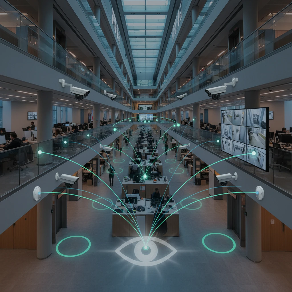 Professional illustration for article about Business Security Cameras: Reduce Operational Blind Spots