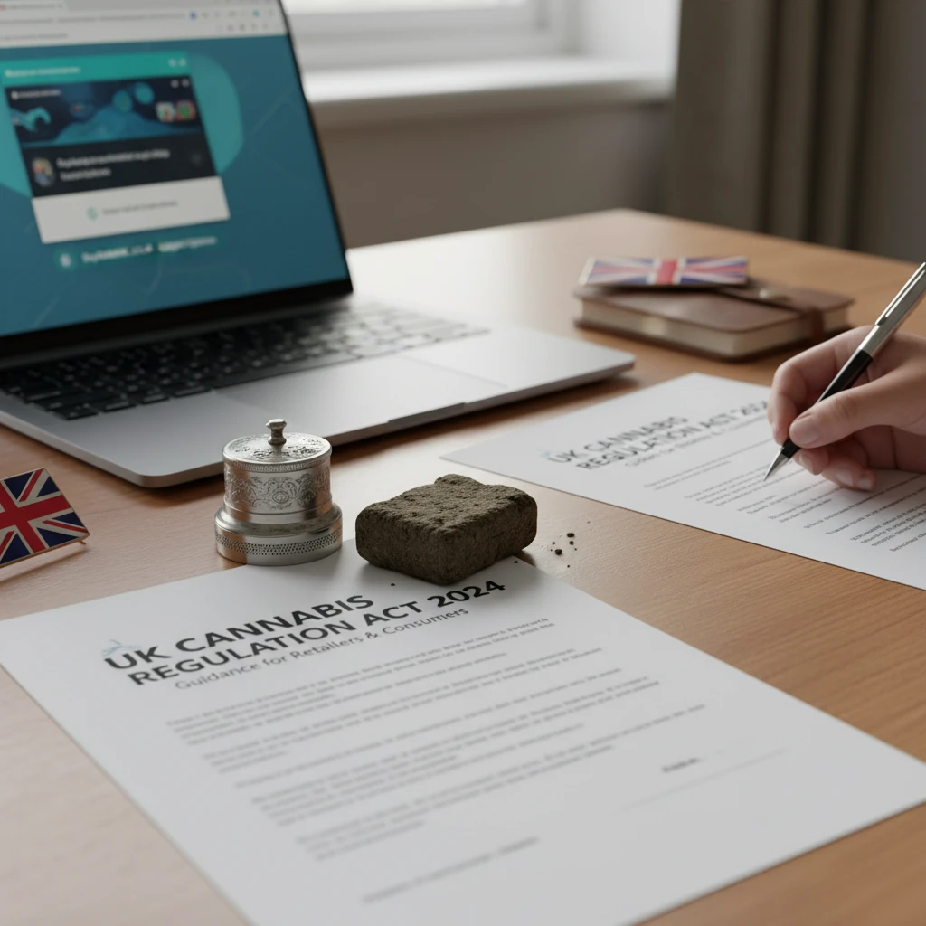 Professional illustration for article about Buy Hashish Online: Navigating Legal Options in the UK