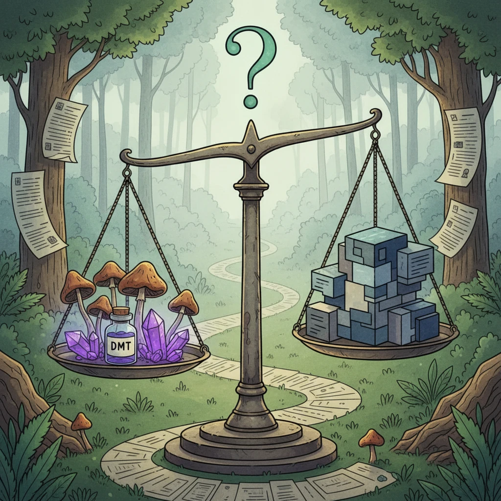Professional illustration for article about Buy Psychedelics: Understanding Legal Gray Areas