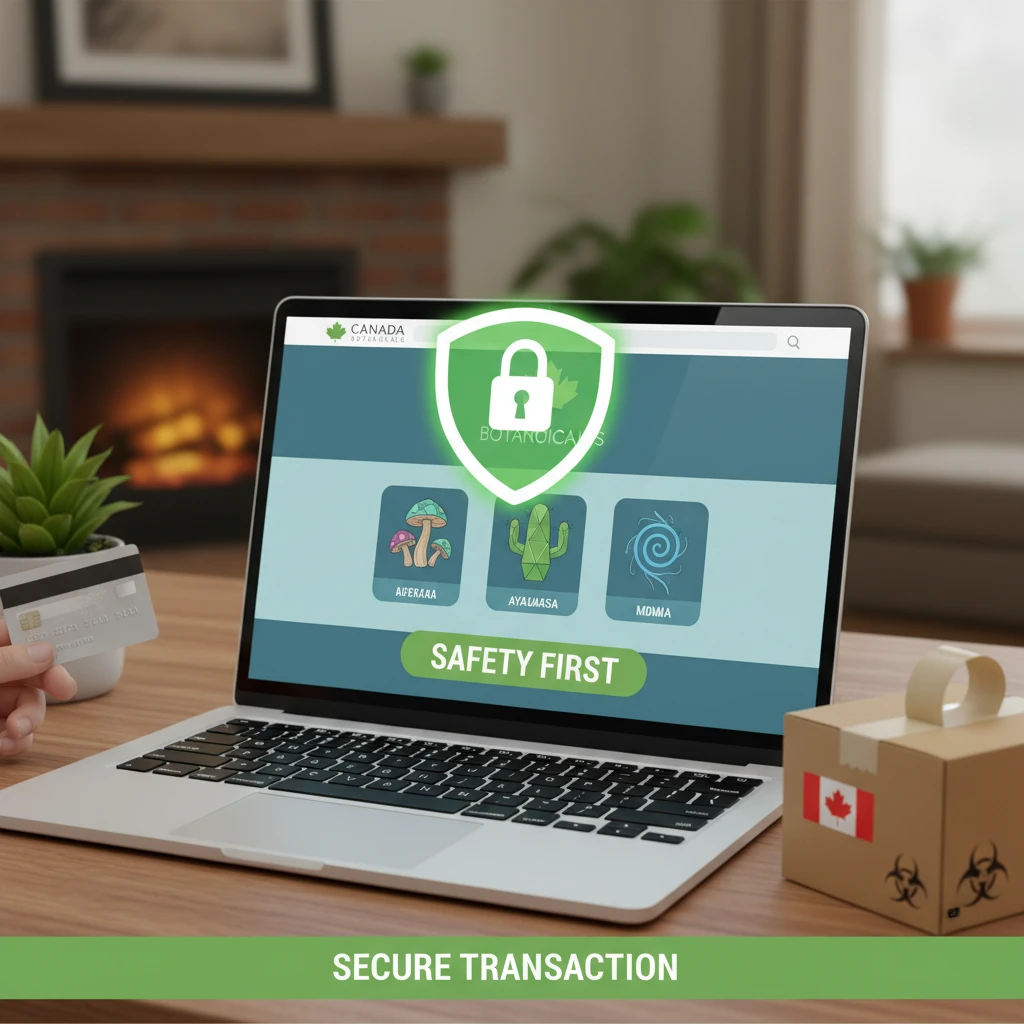 Professional illustration for article about Canadas Guide to Buying Psychedelics Online: Safety First