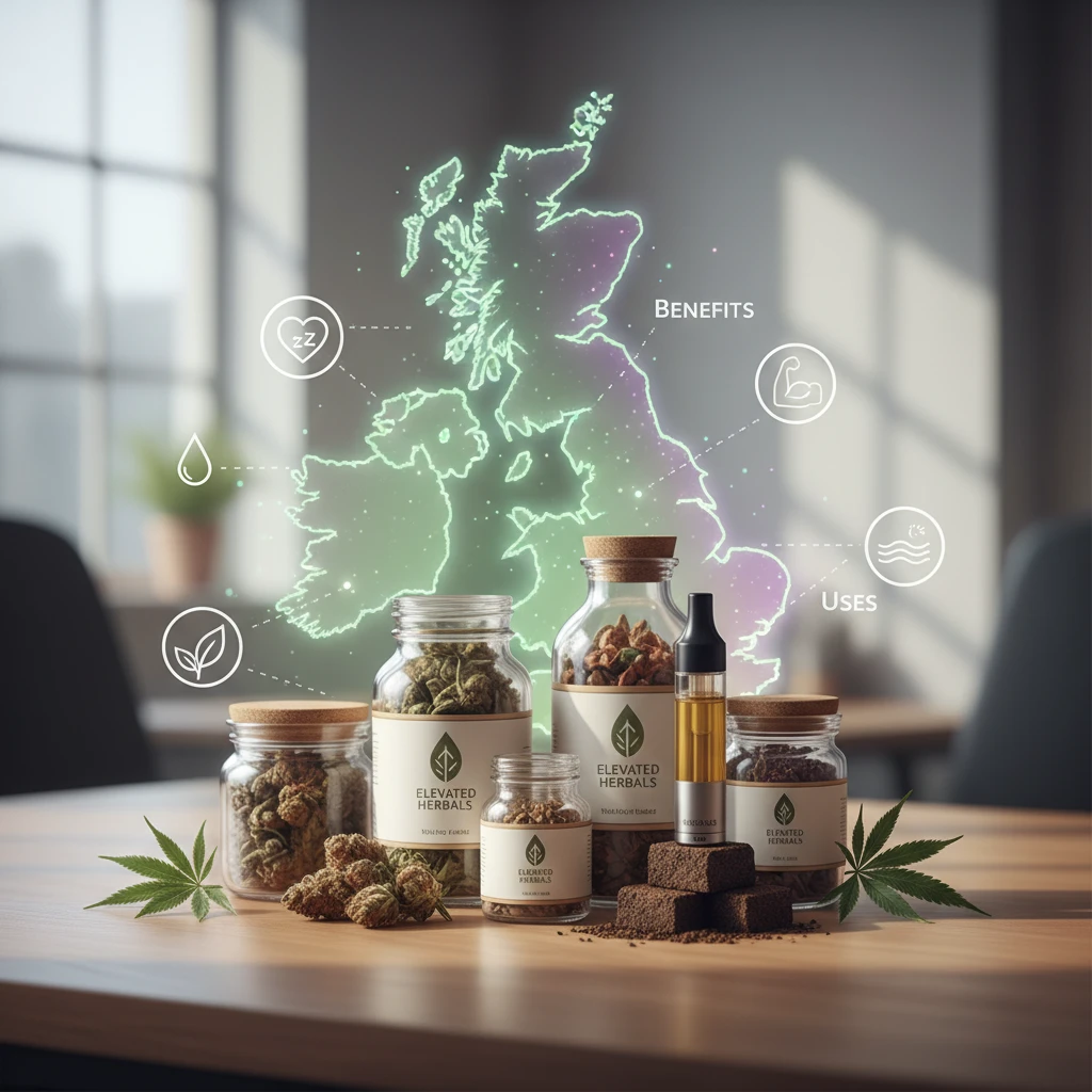 Professional illustration for article about CBD UK: Benefits, Uses & Elevated Herbals Quality