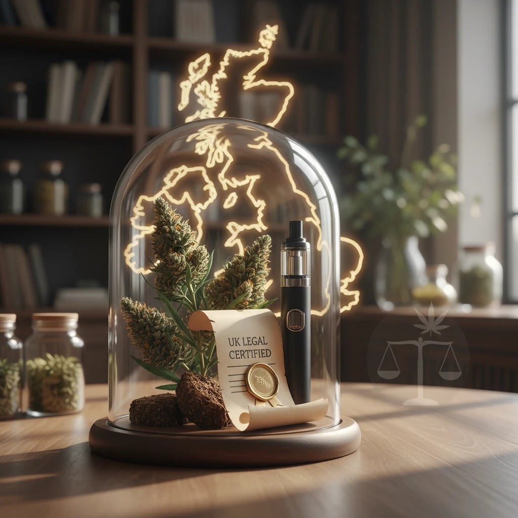 Professional illustration for article about CBD UK: Understanding Legal Limits & Elevated Herbals Quality