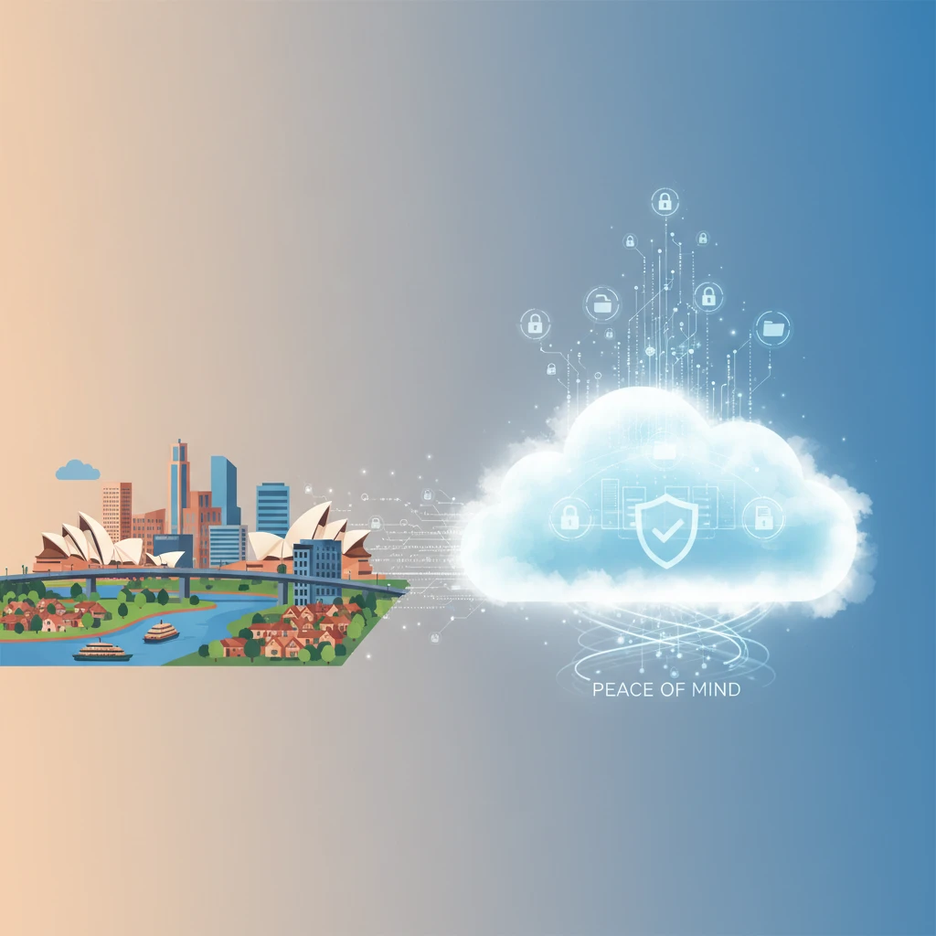Professional illustration for article about Cloud Backup: Peace of Mind for Western Sydney Businesses