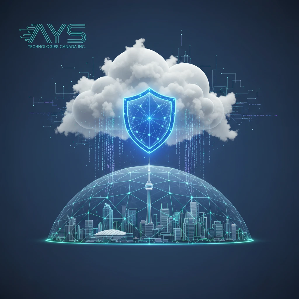 Professional illustration for article about Cloud Security: Protecting Your Business Data in the GTA
