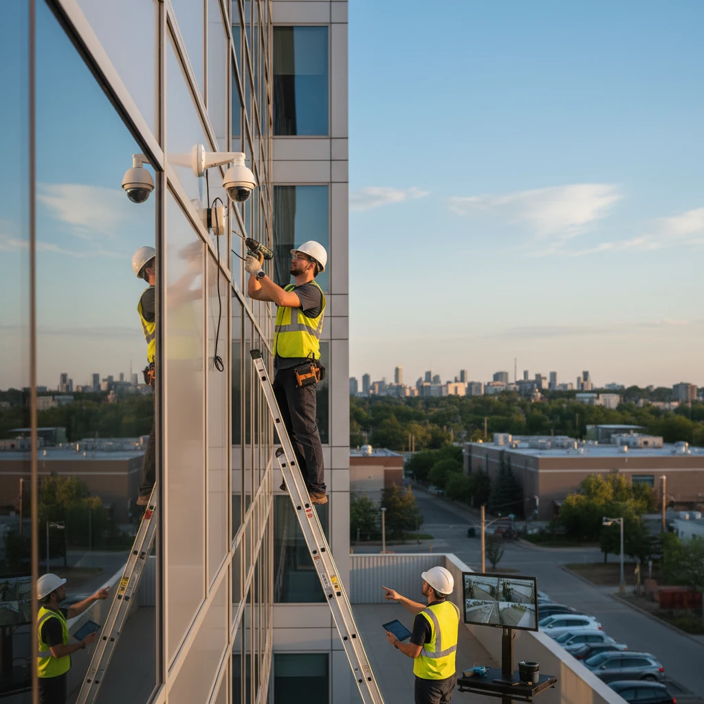 Professional illustration for article about Commercial CCTV Brampton: Installation for Business Security