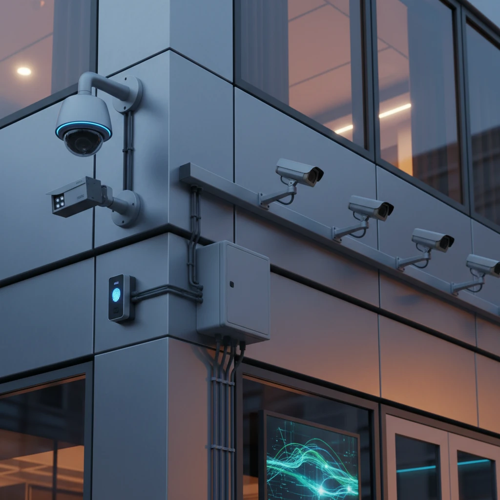 Professional illustration for article about Commercial CCTV: Security System Retrofits for Compliance