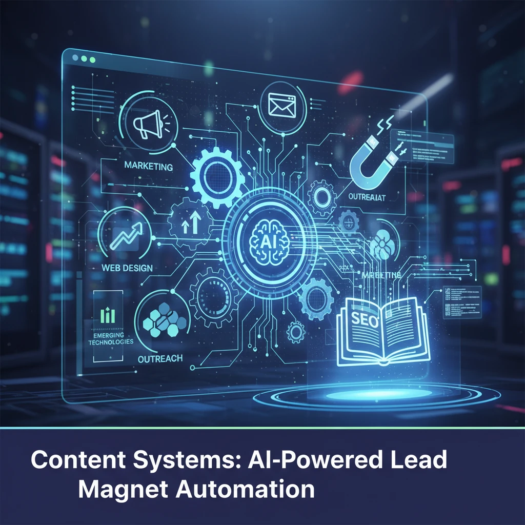Professional illustration for article about Content Systems: AI-Powered Lead Magnet Automation