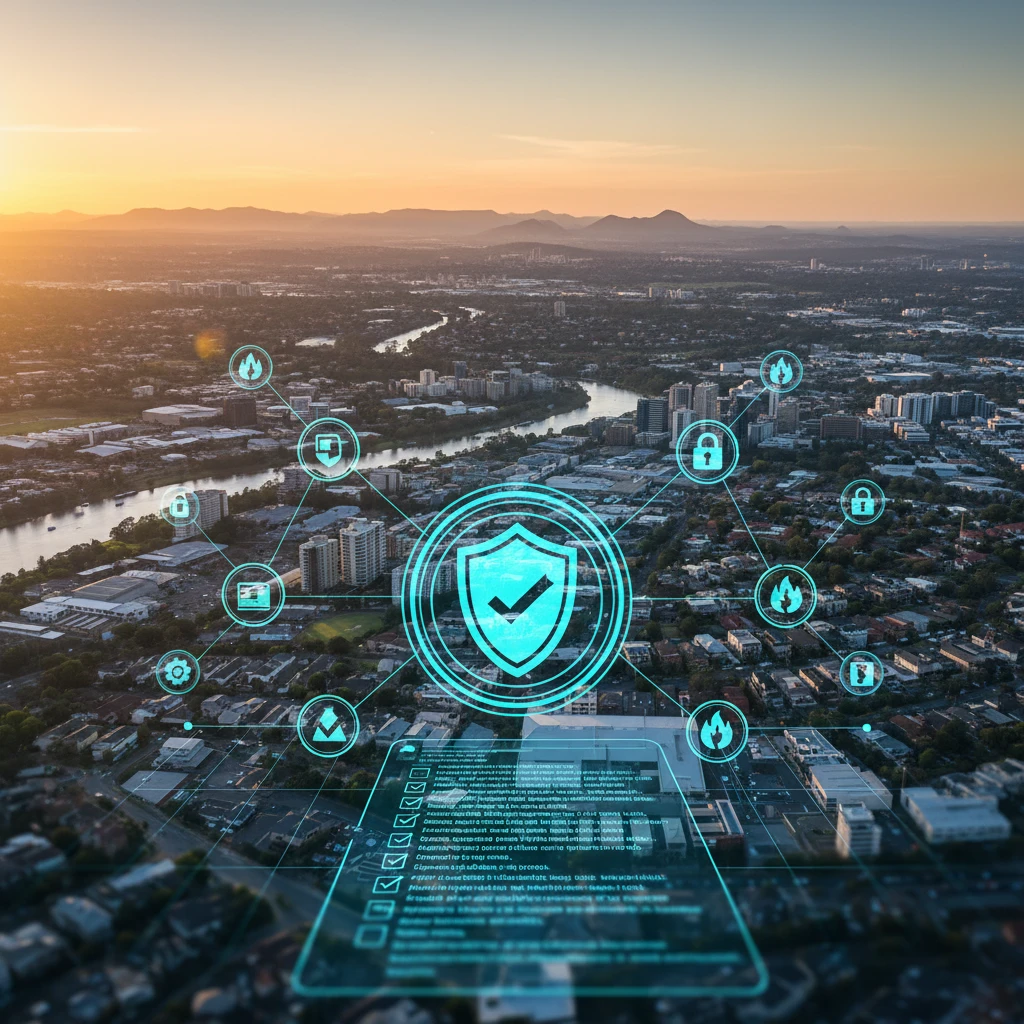 Professional illustration for article about Cybersecurity Checklist for Western Sydney Businesses