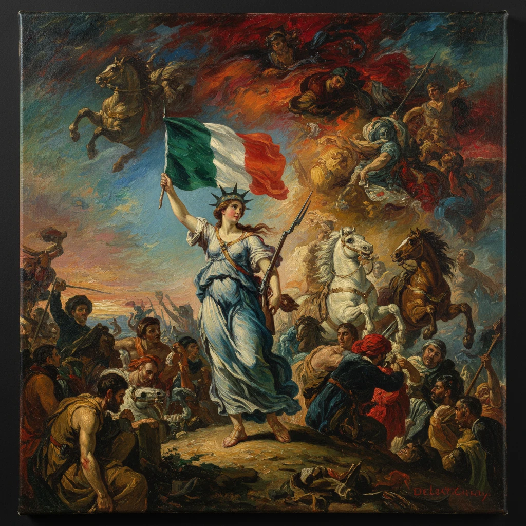 Professionel illustration til artikel om Delacroix: Romantisme, Revolution og Farve