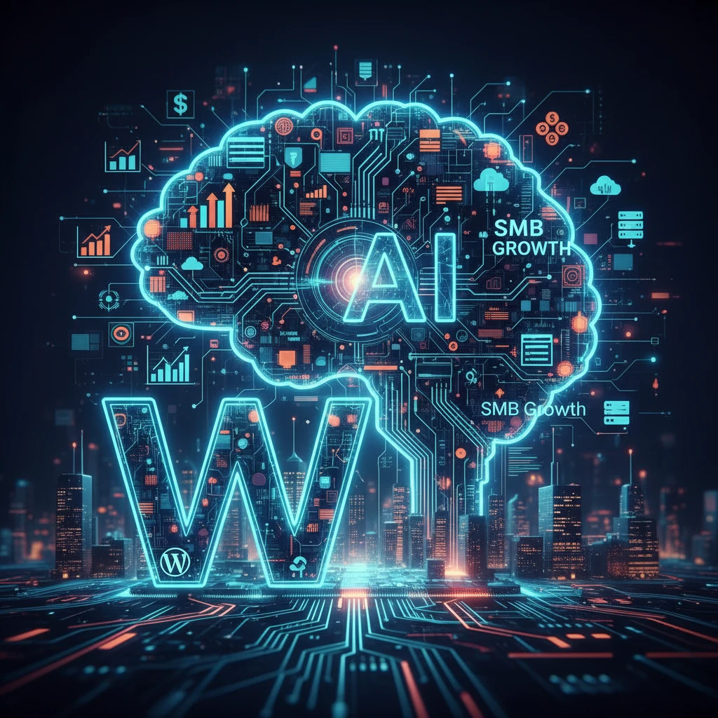 Professional illustration for article about Digital: AI-Powered WordPress for SMB Growth
