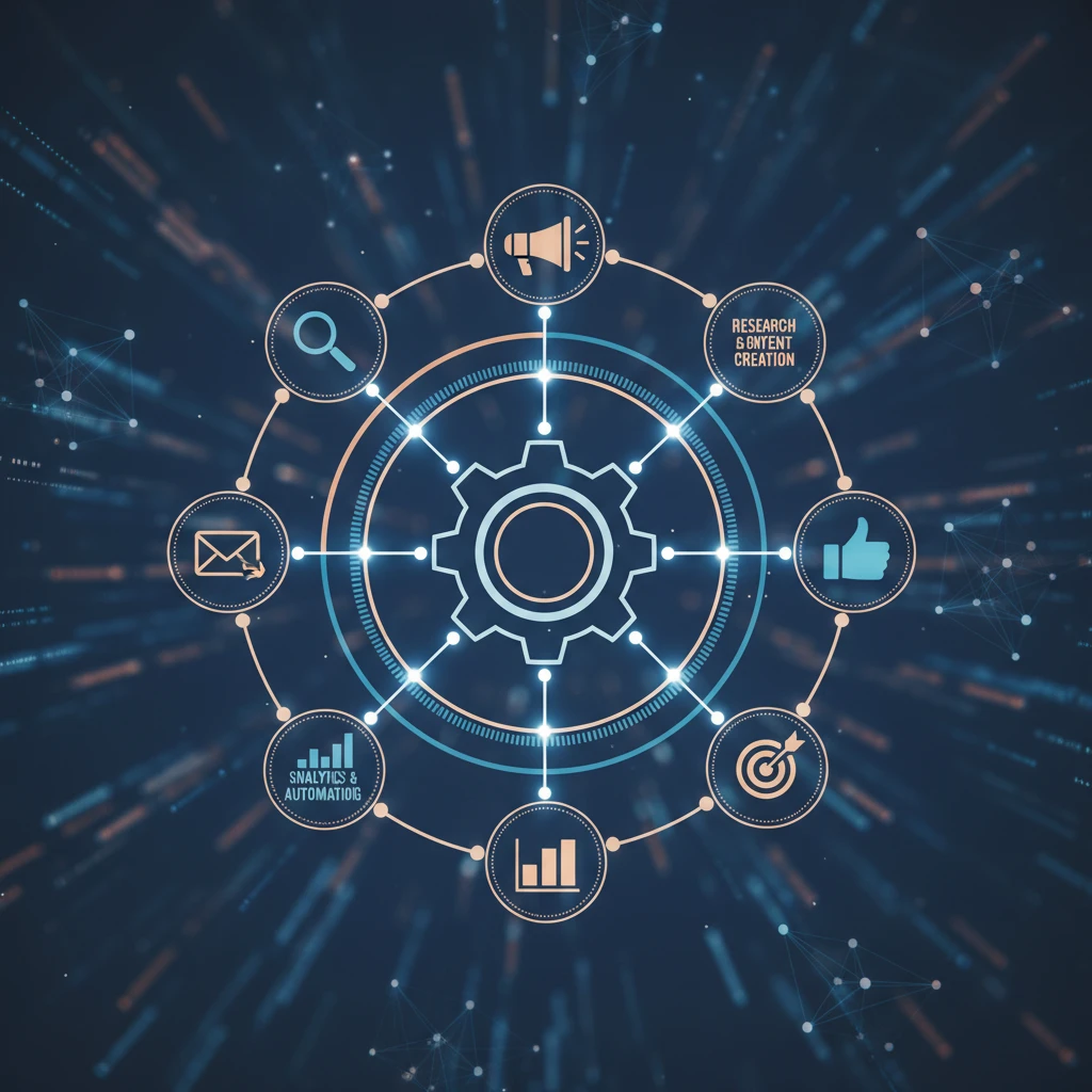 Professional illustration for article about Digital Marketing Automation: A Step-by-Step Guide