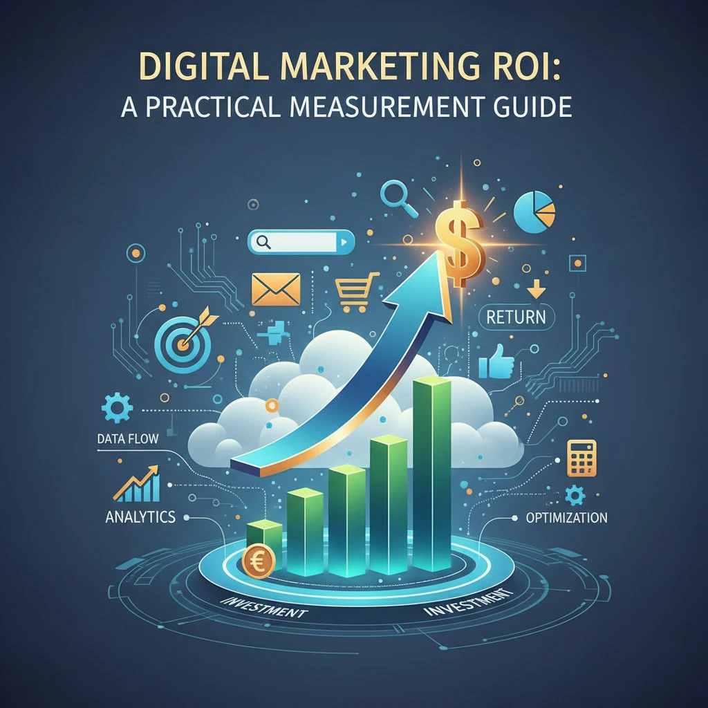 Professional illustration for article about Digital Marketing ROI: A Practical Measurement Guide