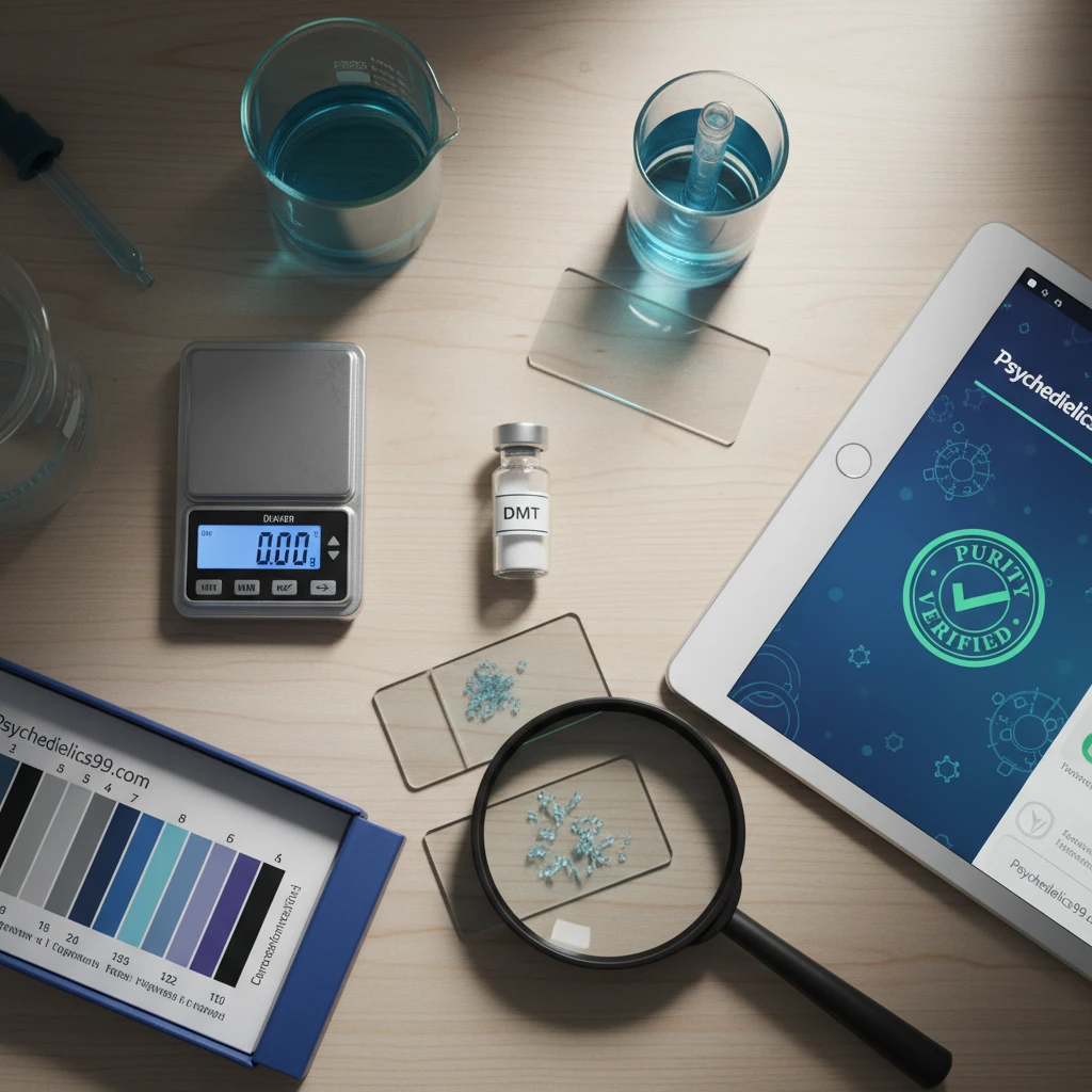 Professional illustration for article about DMT Online: Verifying Source Purity & Authenticity