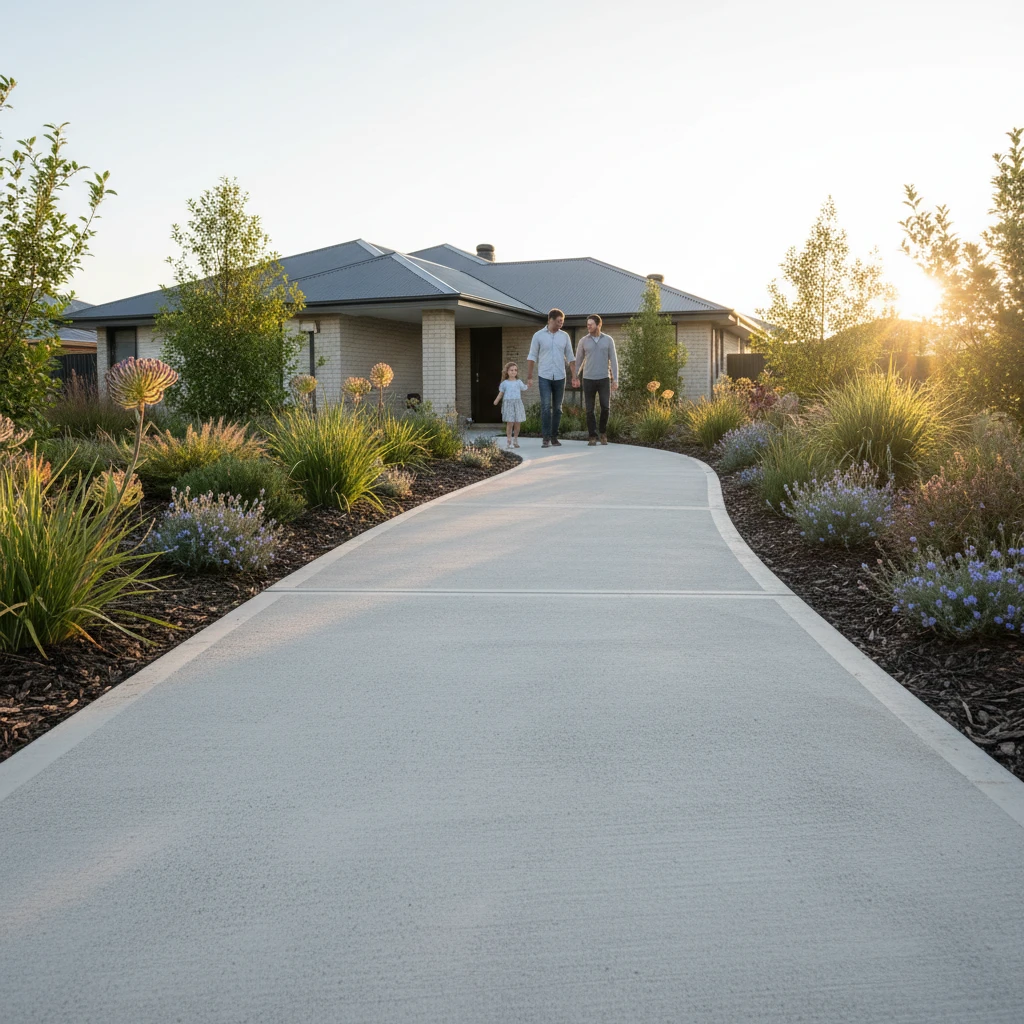 Professional illustration for article about Durable Concrete Footpaths: A Lasting Investment for Your Home