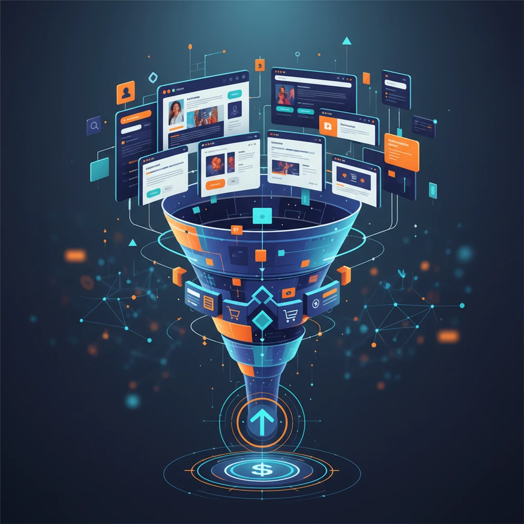 Professional illustration for article about Elementor: Build a High-Converting Sales Funnel