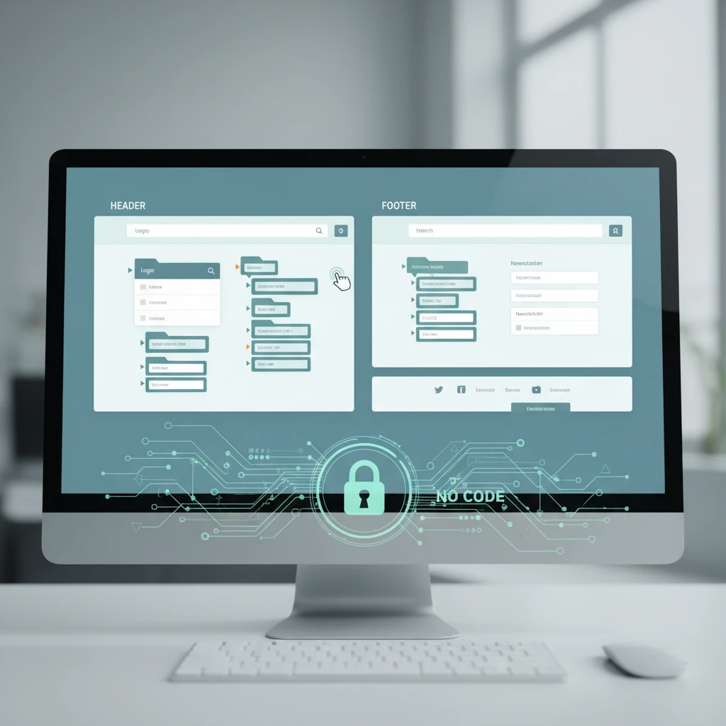 Professional illustration for article about Elementor: Create a Custom Header & Footer (No Code)