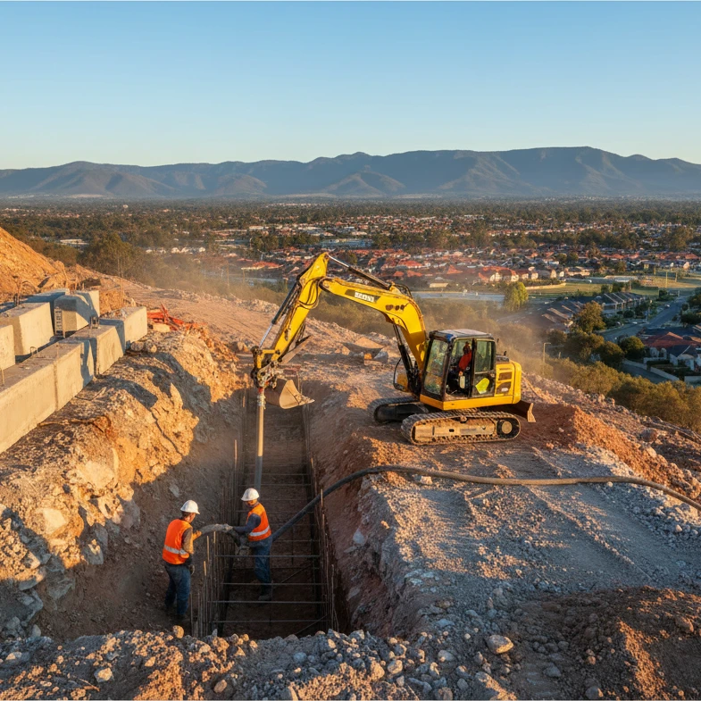 Professional illustration for article about Excavation & Concrete: Mastering Difficult Access in Penrith