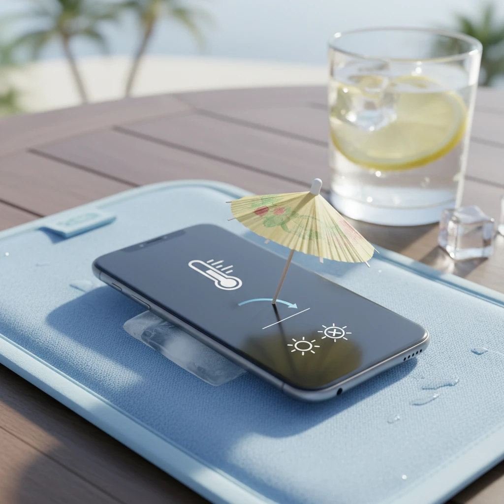 Professional illustration for article about Ghid: Cum să-ți protejezi telefonul de căldură vara aceasta