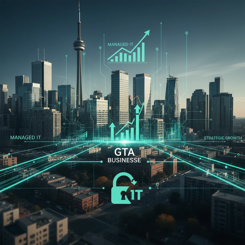 Professional illustration for article about GTA Businesses: Unlock Growth with Strategic Managed IT