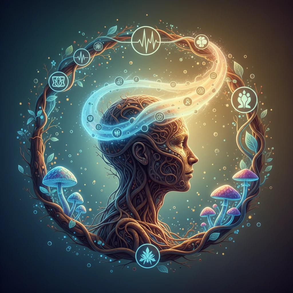 Professional illustration for article about Iboga & Psychedelics: Treatment Options for Mental Wellness