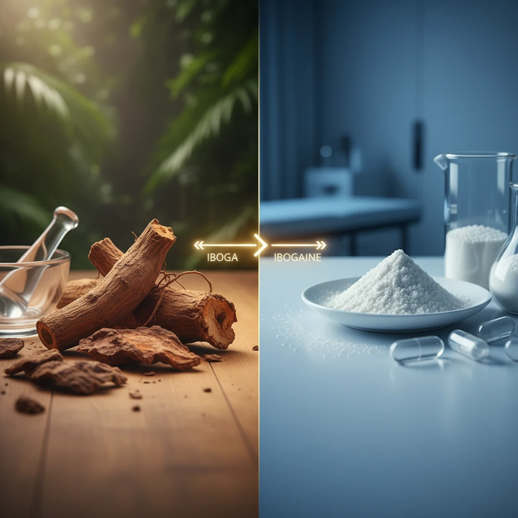 Professional illustration for article about Iboga vs Ibogaine: Which is Right for You?