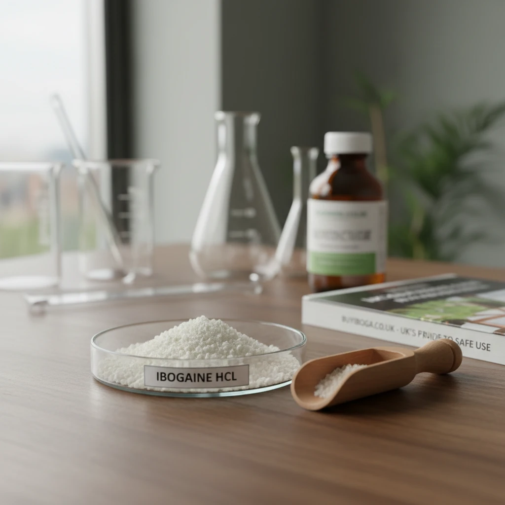 Professional illustration for article about Ibogaine Powder: UKs Guide to Safe Use