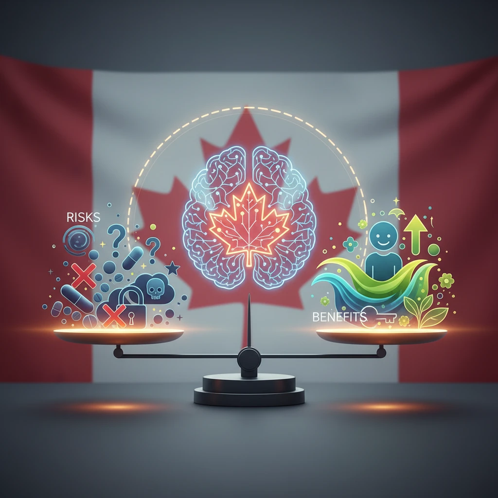 Professional illustration for article about Ketamine Online: Understanding Risks & Benefits in Canada
