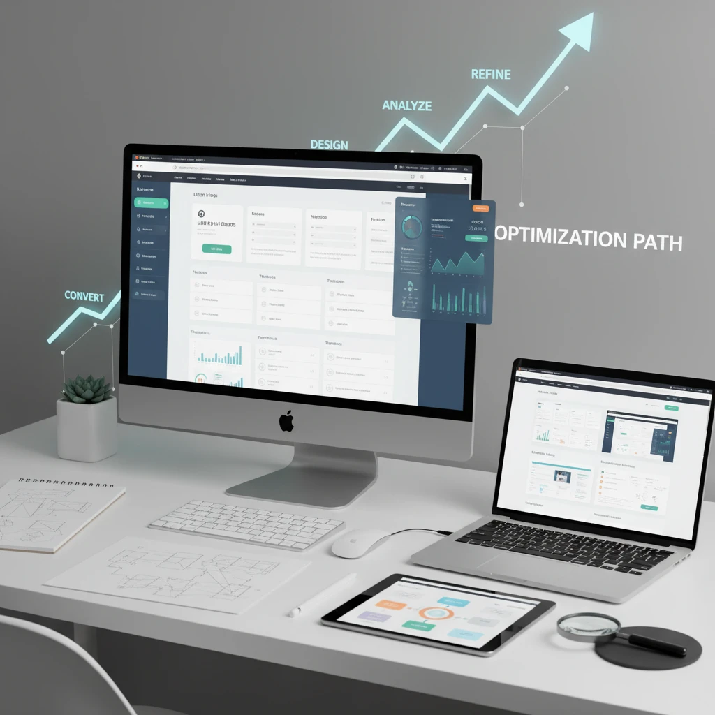 Professional illustration for article about Landing Page Optimization: A Step-by-Step Guide