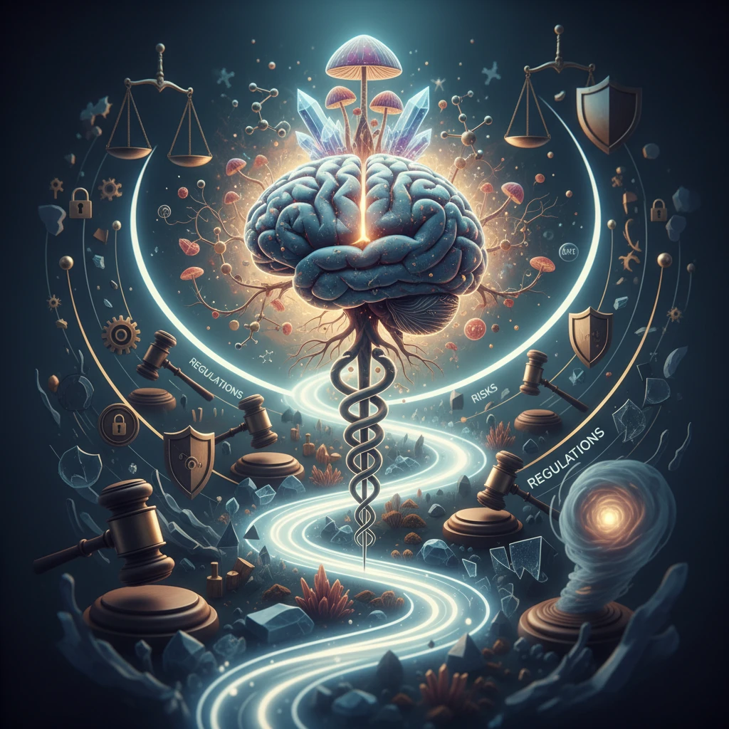 Professional illustration for article about Legal Psychedelics: Navigating Regulations & Risks