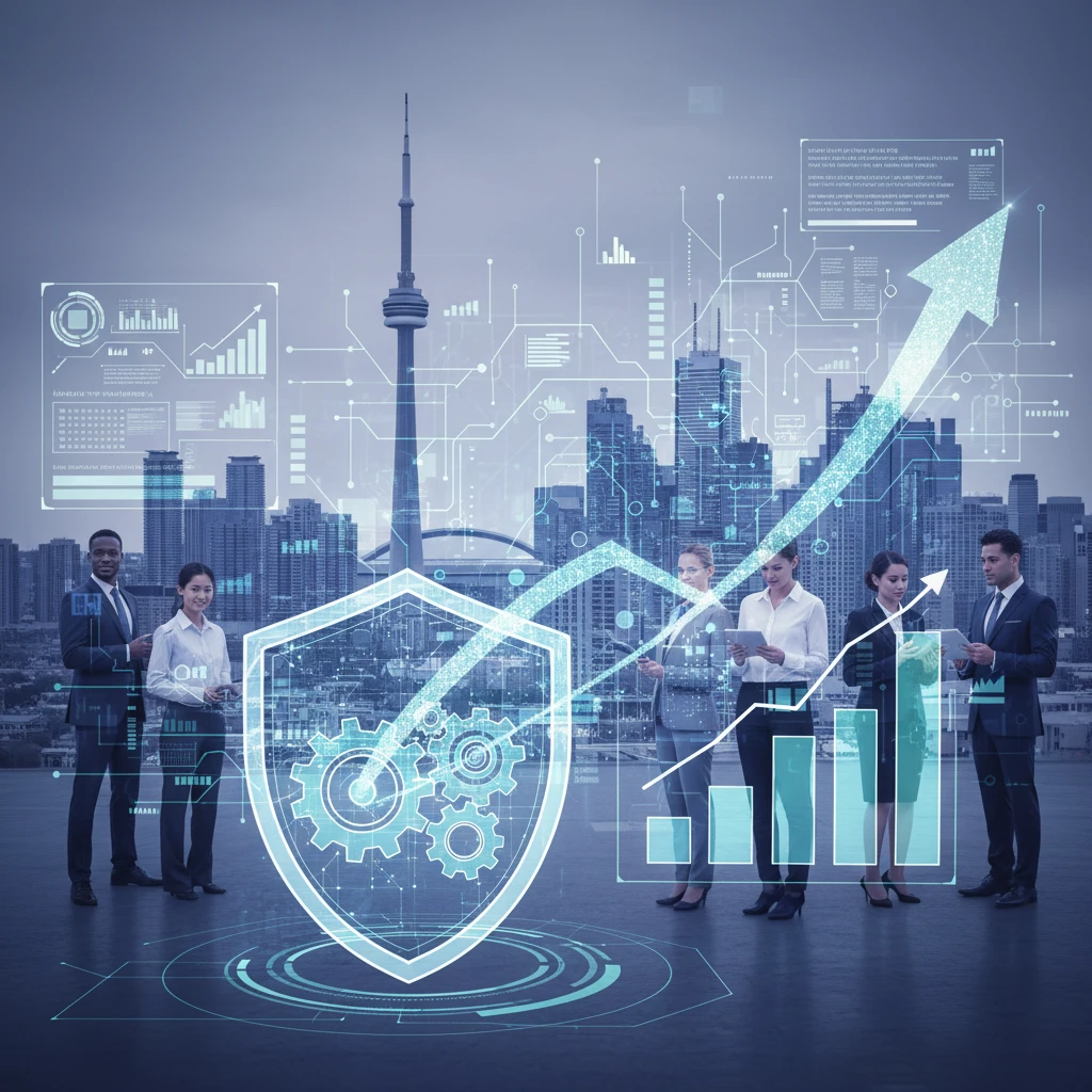Professional illustration for article about Managed IT: Boost GTA Business Productivity & Security