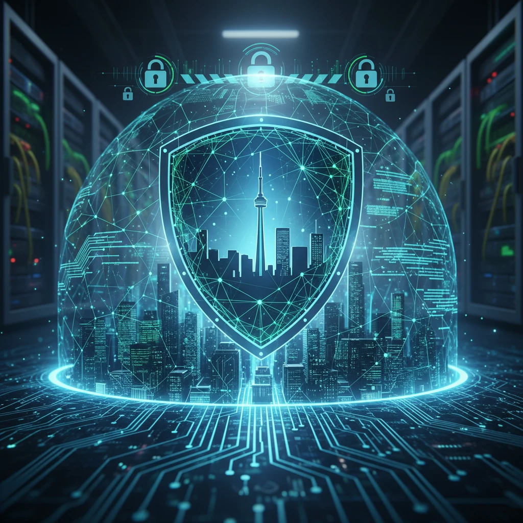 Professional illustration for article about Managed IT Services: GTAs Cybersecurity Foundation