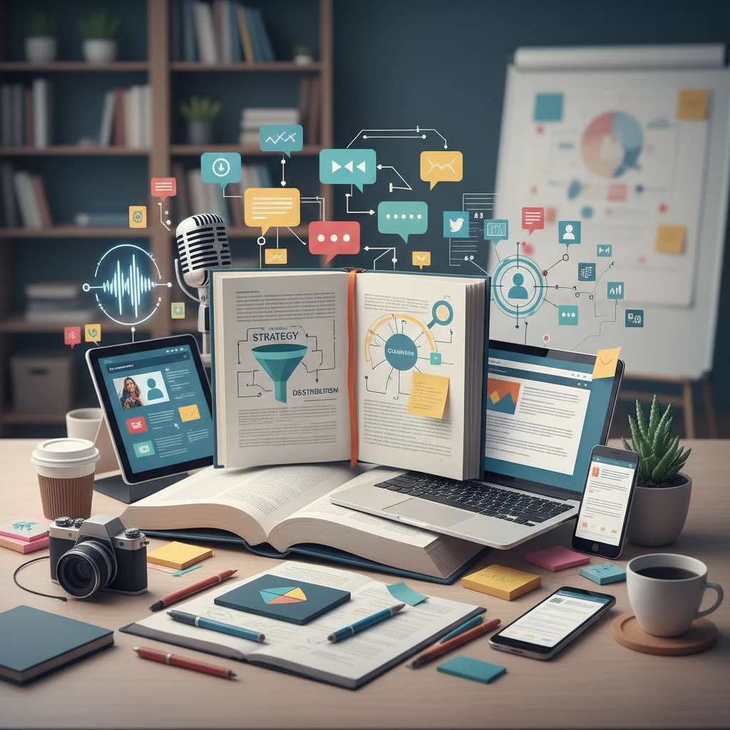 Professional illustration for article about Mastering the Art of Content Marketing: A Practical Guide