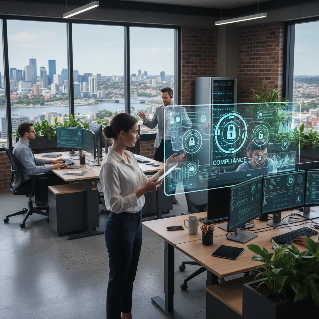 Professional illustration for article about NDIS IT Support: Compliance & Security in Western Sydney