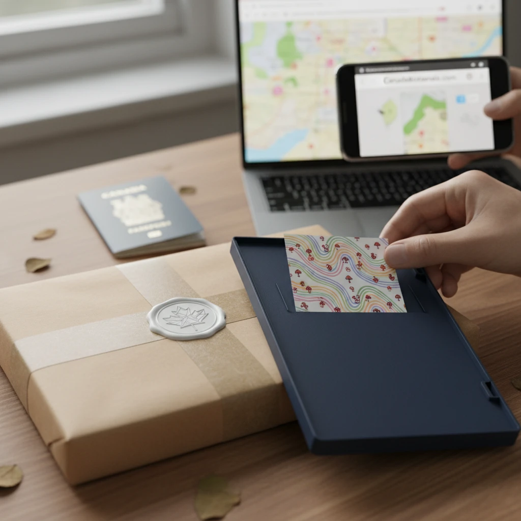 Professional illustration for article about Order LSD Online: Discreet Delivery Tips for Canadians